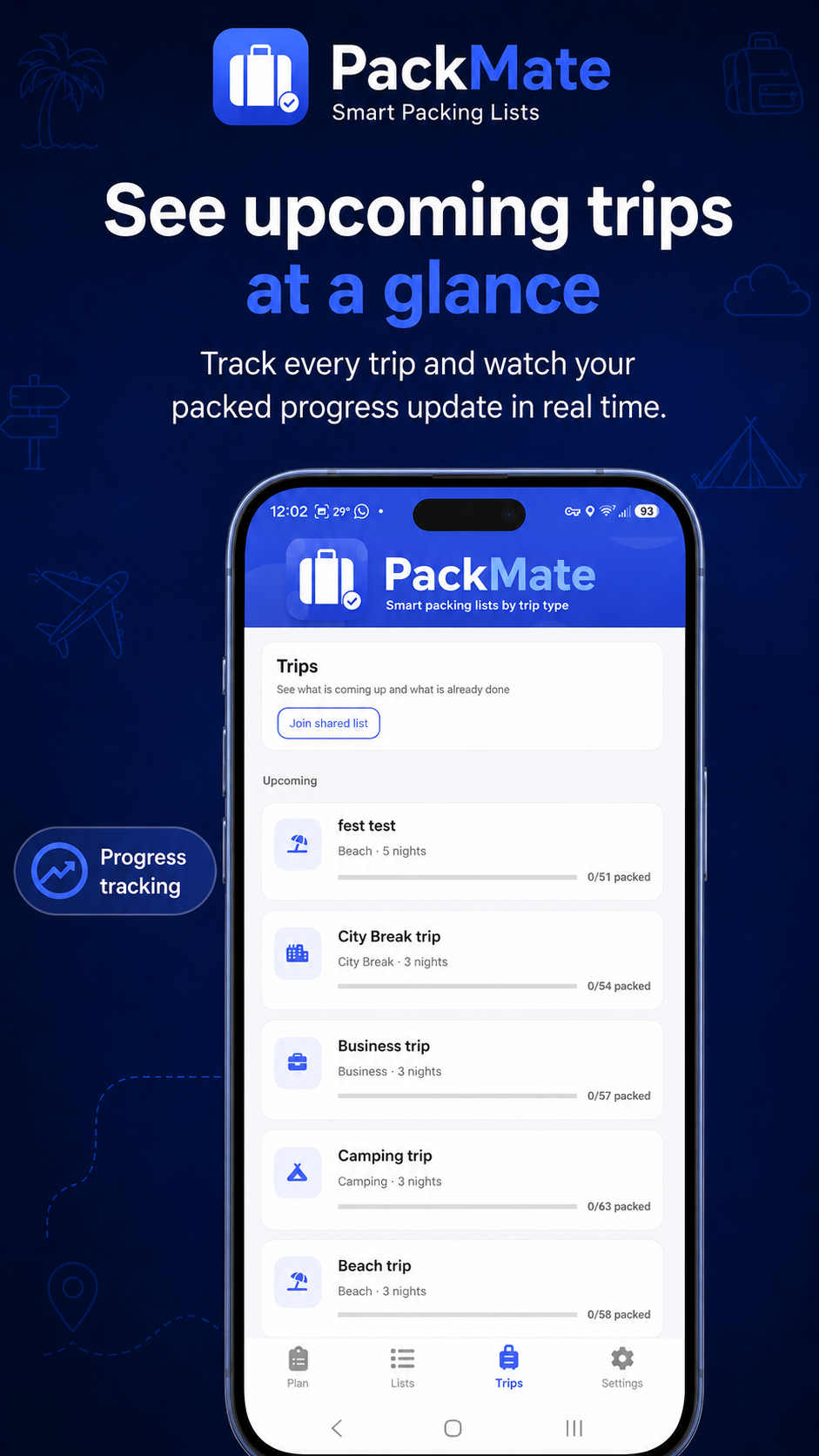PackMate packing progress