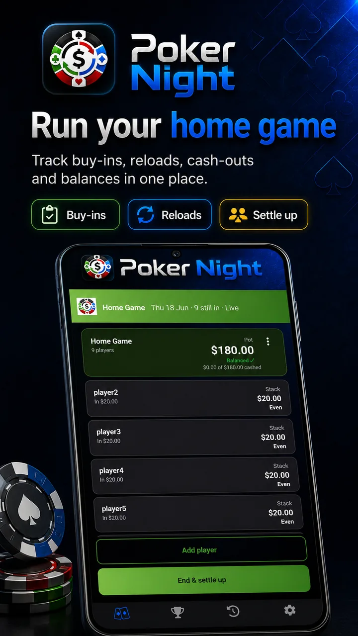 Poker Night cash game manager screen