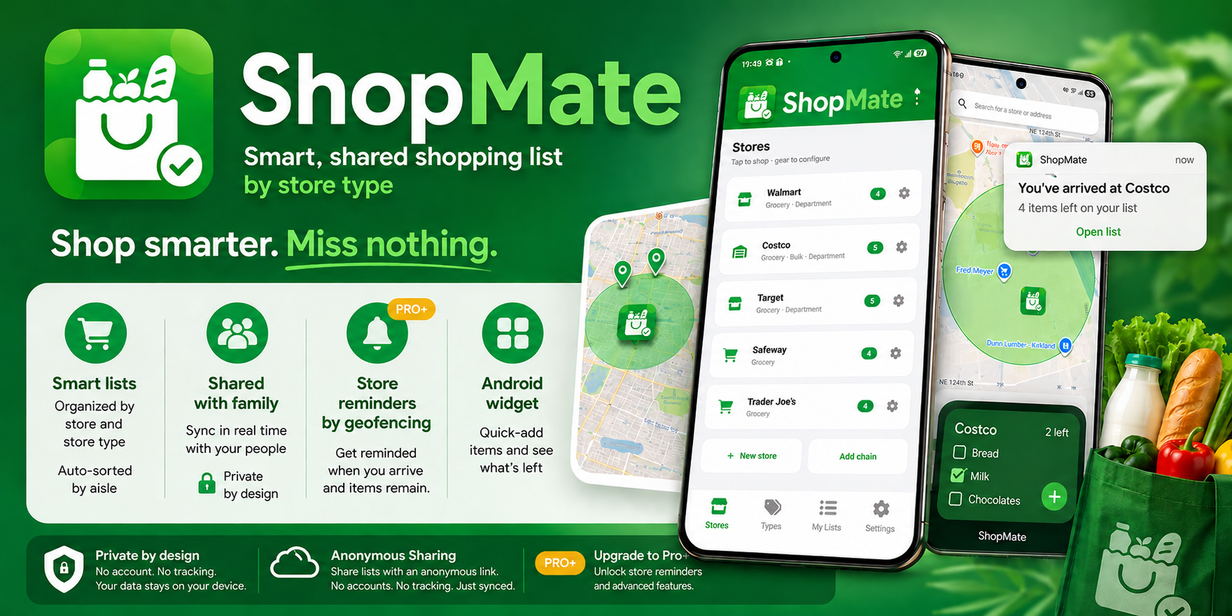 ShopMate — smart, shared shopping list by store type